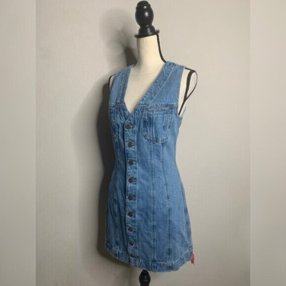 NWT Frame Denim Sleeveless Trucker Pocket Mini Dress - Picture 4 of 14